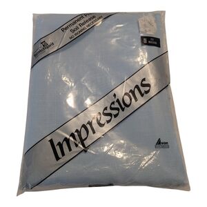 NWT VTG Avon Home Fashions Impressions Light Blue Plaid Embroidered Tablecloth